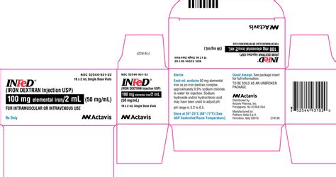 Iron Dextran 50 Mg/Ml Injection Solution .